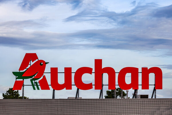 Coina, Portugal - October 23, 2019: Auchan logo or symbol in the